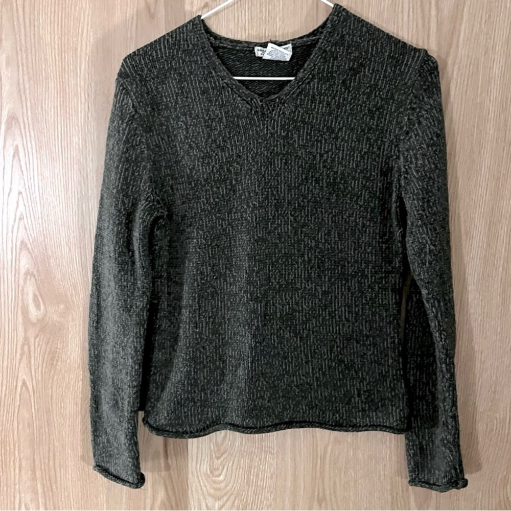 Pullover Thick Knit Military Green Cropped Sweater - Picture 1 of 5